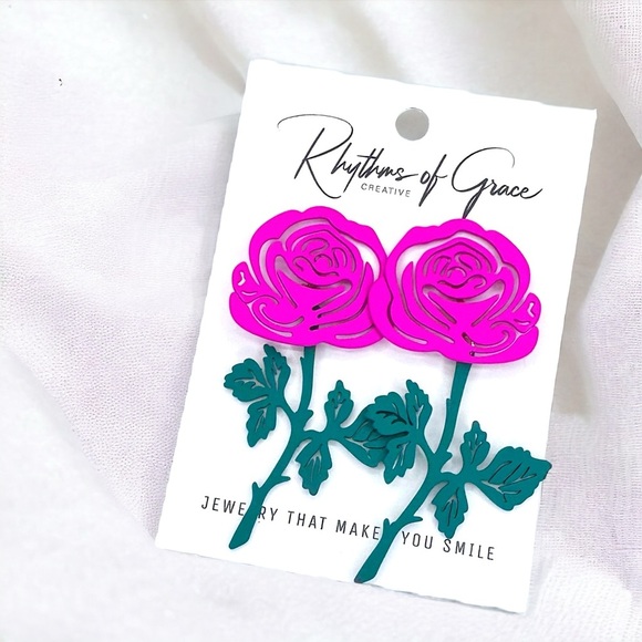 Jewelry - Blossom Into Boldness: Hot Pink Flower Earrings! NWT Jewelry